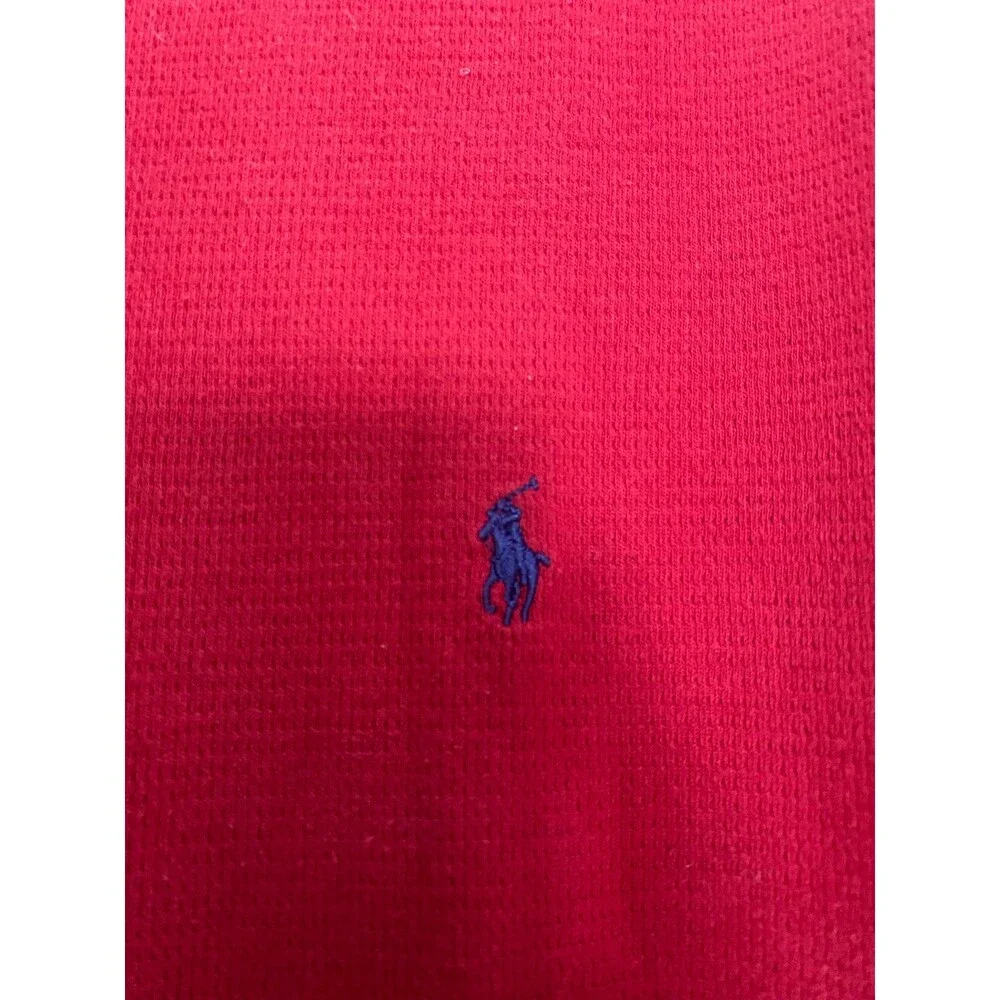 Polo Ralph Lauren Mens Waffle Knit Thermal Sleep Shirt XL Red Vintage Longsleeve